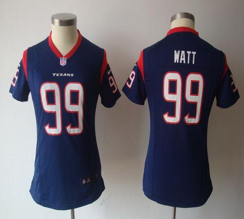  Texans #99 J.J. Watt Navy Blue Team Color Women's NFL Game Jersey