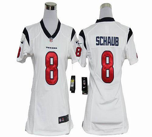  Texans #8 Matt Schaub White Women's Stitched NFL Elite Jersey