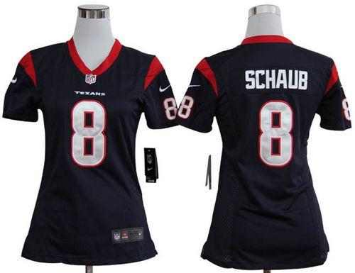  Texans #8 Matt Schaub Navy Blue Team Color Women's Stitched NFL Elite Jersey