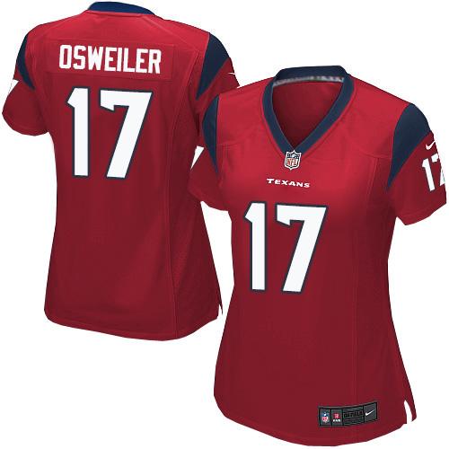  Texans #17 Brock Osweiler Red Alternate Women's Stitched NFL Elite Jersey