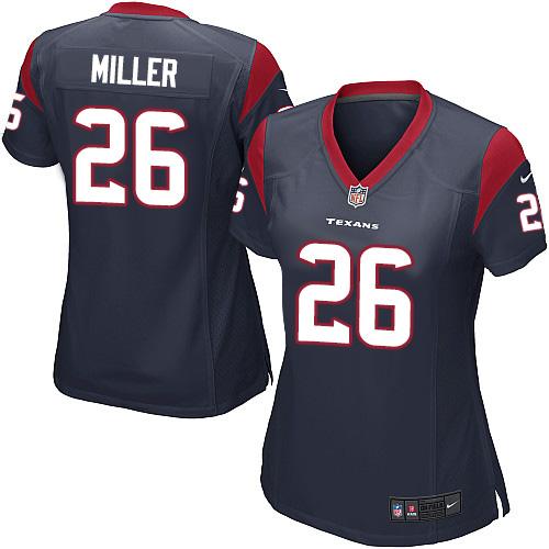  Texans #26 Lamar Miller Navy Blue Team Color Women's Stitched NFL Elite Jersey