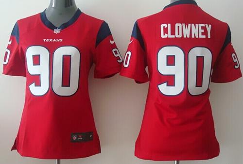  Texans #90 Jadeveon Clowney Red Alternate Women's Stitched NFL Elite Jersey