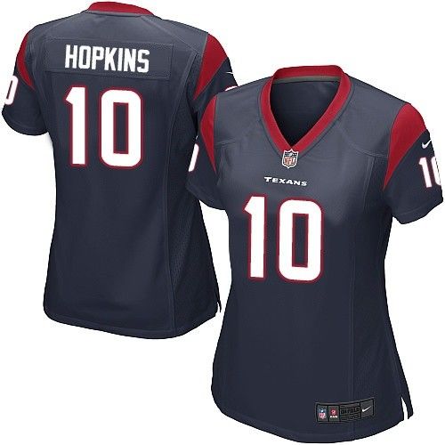  Texans #10 DeAndre Hopkins Navy Blue Team Color Women's Stitched NFL Elite Jersey