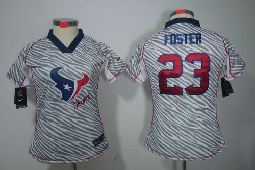  Texans #23 Arian Foster Zebra Women's Stitched NFL Elite Jersey