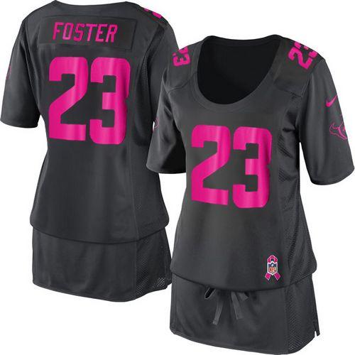  Texans #23 Arian Foster Dark Grey Women's Breast Cancer Awareness Stitched NFL Elite Jersey