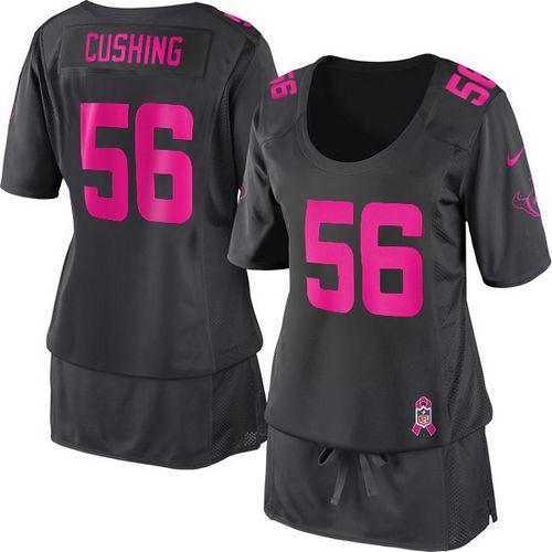  Texans #56 Brian Cushing Dark Grey Women's Breast Cancer Awareness Stitched NFL Elite Jersey