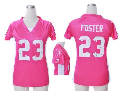  Texans #23 Arian Foster Pink Draft Him Name & Number Top Women's Stitched NFL Elite Jersey
