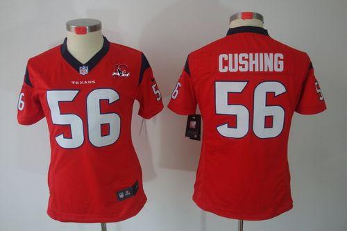  Texans #56 Brian Cushing Red Alternate With 10TH Patch Women's Stitched NFL Limited Jersey