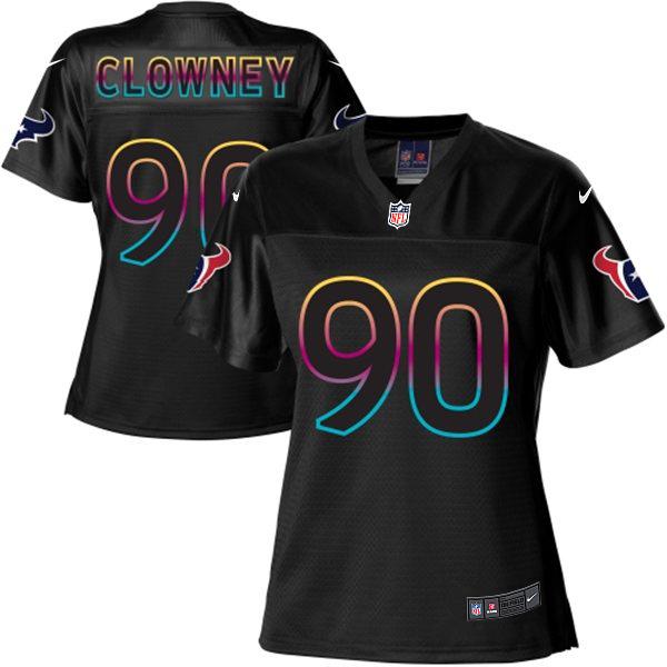  Texans #90 Jadeveon Clowney Black Women's NFL Fashion Game Jersey