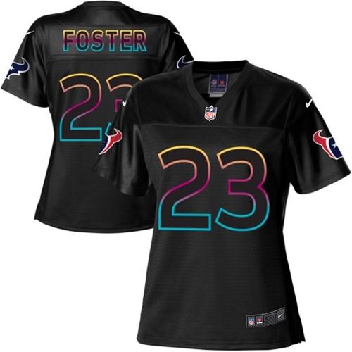  Texans #23 Arian Foster Black Women's NFL Fashion Game Jersey