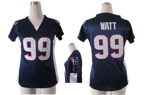  Texans #99 J.J. Watt Navy Blue Team Color Draft Him Name & Number Top Women's Stitched NFL Elite Jersey
