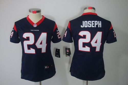  Texans #24 Johnathan Joseph Navy Blue Team Color Women's Stitched NFL Limited Jersey
