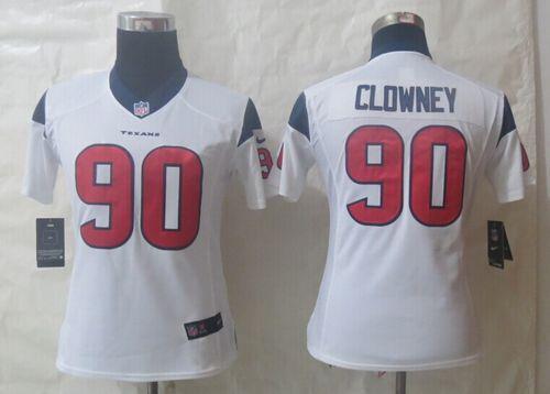  Texans #90 Jadeveon Clowney White Women's Stitched NFL Limited Jersey