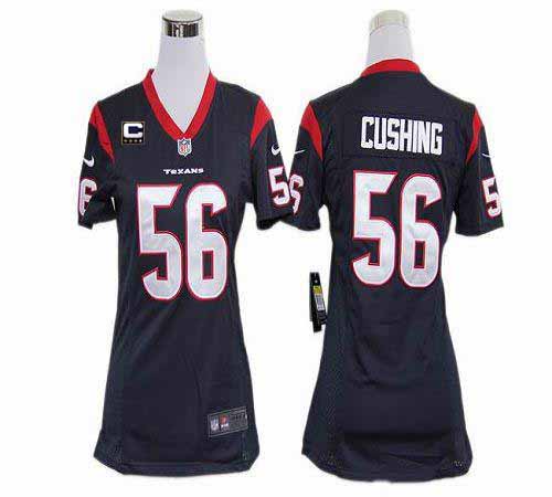  Texans #56 Brian Cushing Navy Blue Team Color With C Patch Women's Stitched NFL Elite Jersey