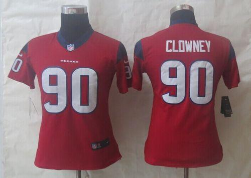  Texans #90 Jadeveon Clowney Red Alternate Women's Stitched NFL Limited Jersey
