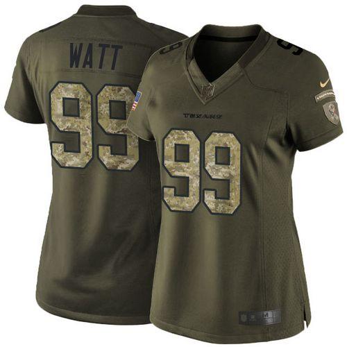  Texans #99 J.J. Watt Green Women's Stitched NFL Limited Salute to Service Jersey