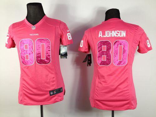  Texans #80 Andre Johnson Pink Sweetheart Women's Stitched NFL Elite Jersey