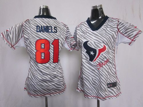  Texans #81 Owen Daniels Zebra Women's Stitched NFL Elite Jersey