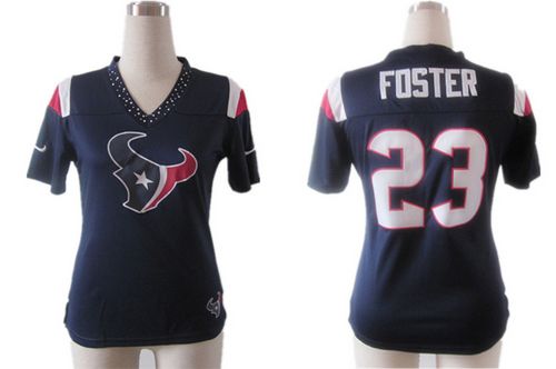  Texans #23 Arian Foster Navy Blue Team Color Women's Team Diamond Stitched NFL Elite Jersey