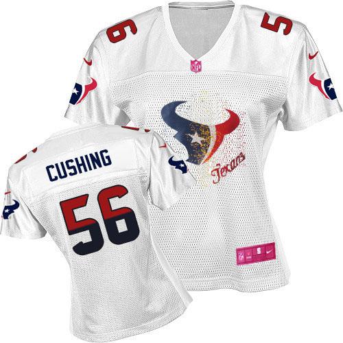  Texans #56 Brian Cushing White Women's Fem Fan NFL Game Jersey