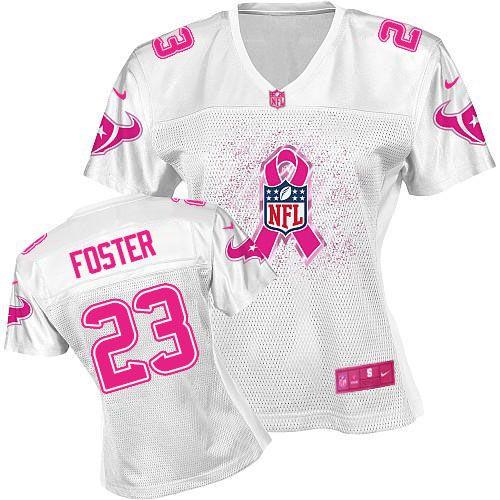  Texans #23 Arian Foster White Women's Breast Cancer Awareness NFL Game Jersey