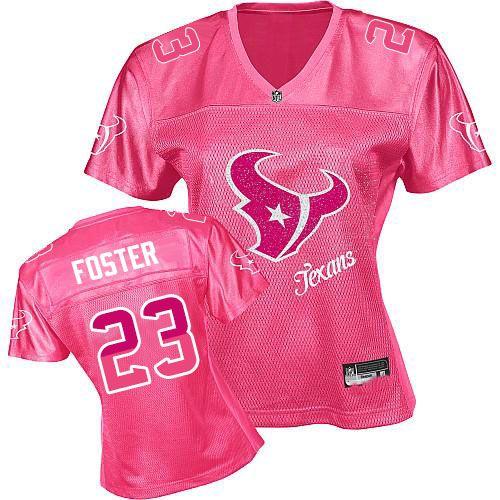  Texans #23 Arian Foster Pink Women's Fem Fan NFL Game Jersey