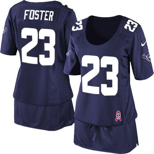  Texans #23 Arian Foster Navy Blue Team Color Women's Breast Cancer Awareness Stitched NFL Elite Jersey