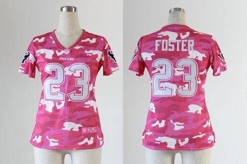  Texans #23 Arian Foster Pink Women's Stitched NFL Elite Camo Fashion Jersey