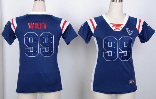  Texans #99 J.J. Watt Navy Blue Women's Stitched NFL Elite Light Diamond Jersey