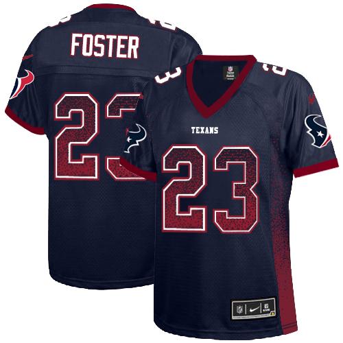  Texans #23 Arian Foster Navy Blue Team Color Women's Stitched NFL Elite Drift Fashion Jersey