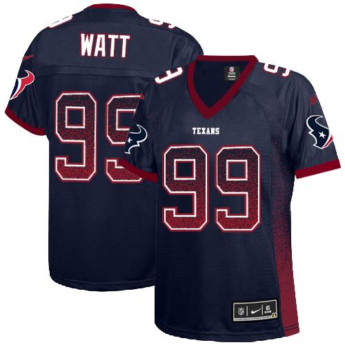  Texans #99 J.J. Watt Navy Blue Team Color Women's Stitched NFL Elite Drift Fashion Jersey