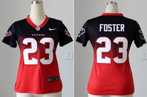  Texans #23 Arian Foster Navy Blue/Red Women's Stitched NFL Elite Fadeaway Fashion Jersey