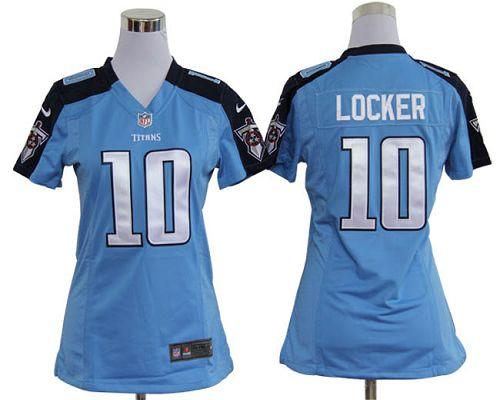  Titans #10 Jake Locker Light Blue Team Color Women's Stitched NFL Elite Jersey