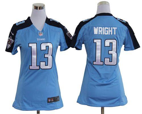  Titans #13 Kendall Wright Light Blue Team Color Women's Stitched NFL Elite Jersey