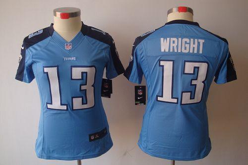  Titans #13 Kendall Wright Light Blue Team Color Women's Stitched NFL Limited Jersey