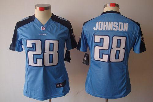  Titans #28 Chris Johnson Light Blue Team Color Women's Stitched NFL Limited Jersey