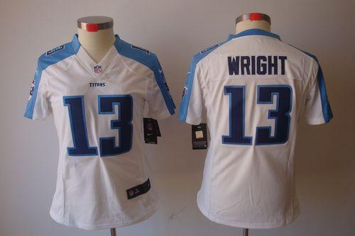  Titans #13 Kendall Wright White Women's Stitched NFL Limited Jersey