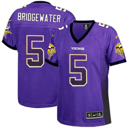  Vikings #5 Teddy Bridgewater Purple Team Color Women's Stitched NFL Elite Drift Fashion Jersey