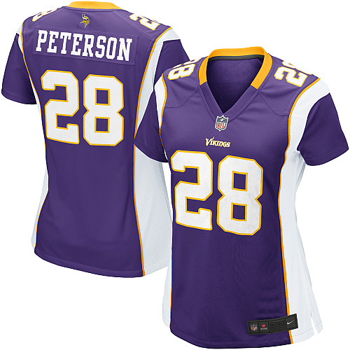  Vikings #28 Adrian Peterson Purple Team Color Women's NFL Game Jersey