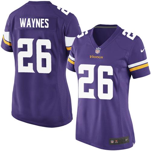  Vikings #26 Trae Waynes Purple Team Color Women's Stitched NFL Elite Jersey
