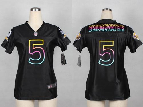  Vikings #5 Teddy Bridgewater Black Women's NFL Fashion Game Jersey