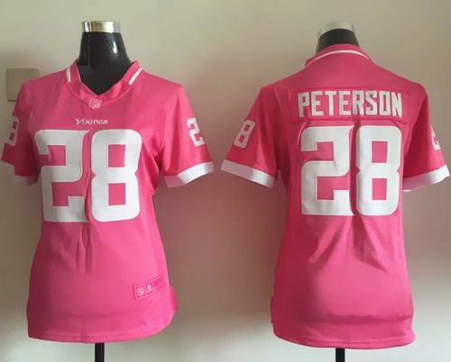  Vikings #28 Adrian Peterson Pink Women's Stitched NFL Elite Bubble Gum Jersey