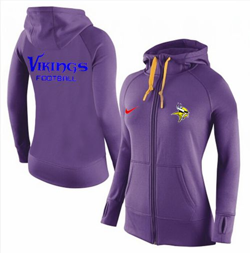 Women's  Minnesota Vikings Full Zip Performance Hoodie Purple_1