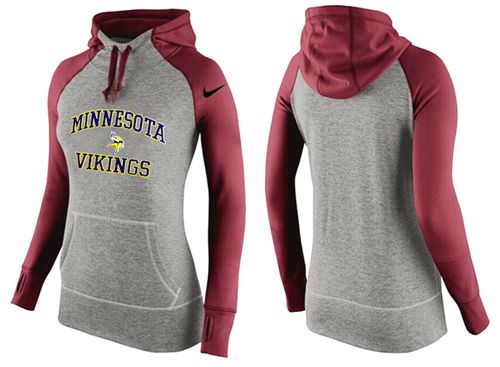 Women's  Minnesota Vikings Performance Hoodie Grey & Red