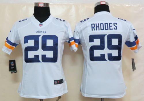  Vikings #29 Xavier Rhodes White Women's Stitched NFL Limited Jersey
