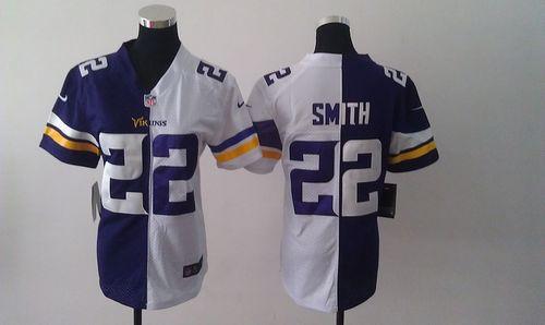  Vikings #22 Harrison Smith Purple/White Women's Stitched NFL Elite Split Jersey