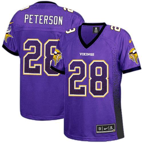  Vikings #28 Adrian Peterson Purple Team Color Women's Stitched NFL Elite Drift Fashion Jersey