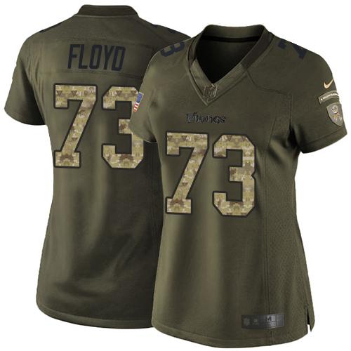  Vikings #73 Sharrif Floyd Green Women's Stitched NFL Limited Salute to Service Jersey