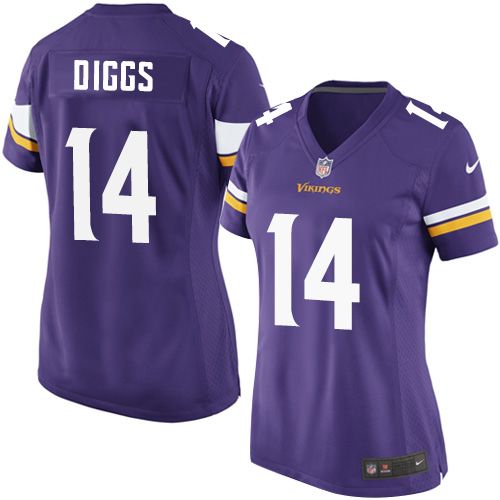  Vikings #14 Stefon Diggs Purple Team Color Women's Stitched NFL Elite Jersey
