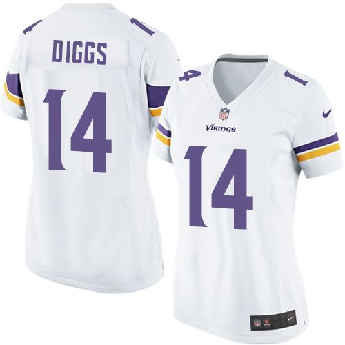  Vikings #14 Stefon Diggs White Women's Stitched NFL Elite Jersey